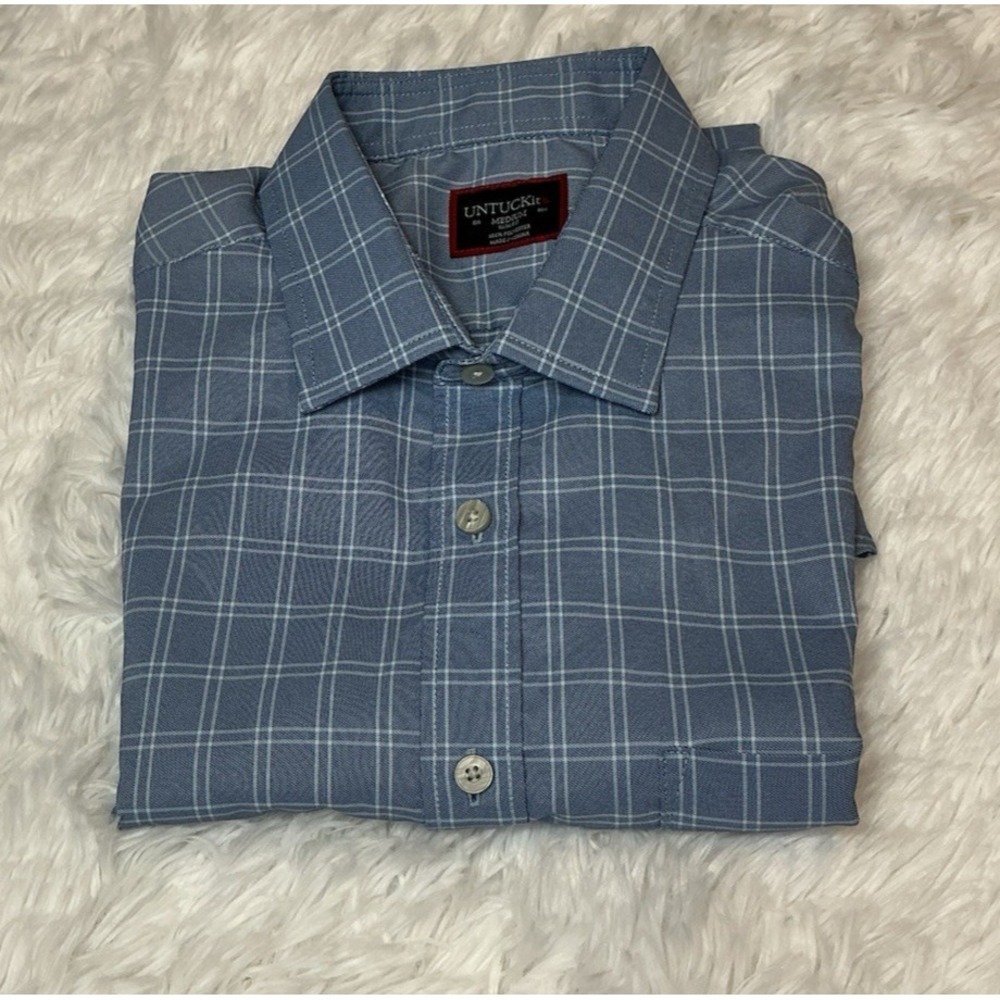 Untuckit Men's Med Slim Fit 100% Polyester Longsleeve Button‎ Down Shirt